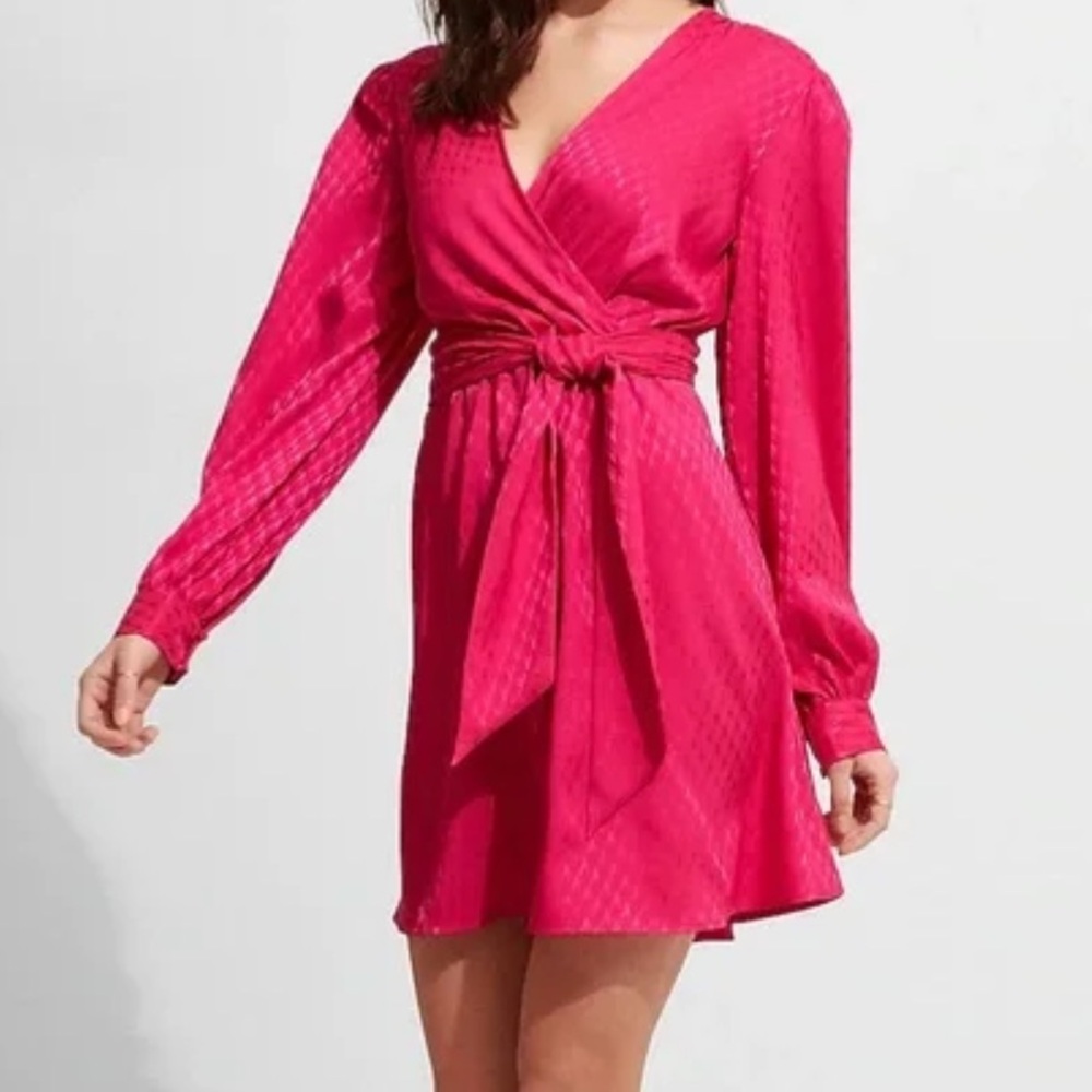 Pink jacquard satin dress from express !NWT